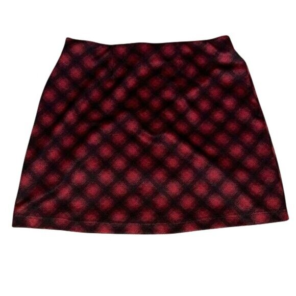 Maurices Red & Black Plaid Mini Skirt With Zipper Accents Size L Polyester Blend - Picture 5 of 7